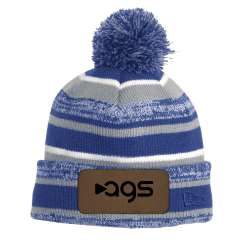 AGS Leather Patch Pom Beanie